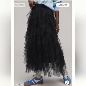NWT Black layered tulle midi skirt Large